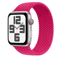 Apple Watch SE GPS + Cellular, 44mm Silver Aluminium Case with Raspberry Braided Solo Loop