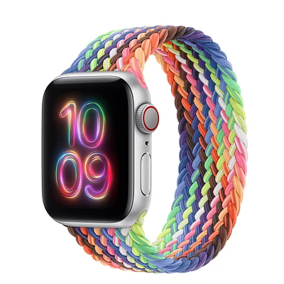 Apple Watch SE GPS + Cellular, 40mm Silver Aluminum Case with Pride Edition Braided Solo Loop