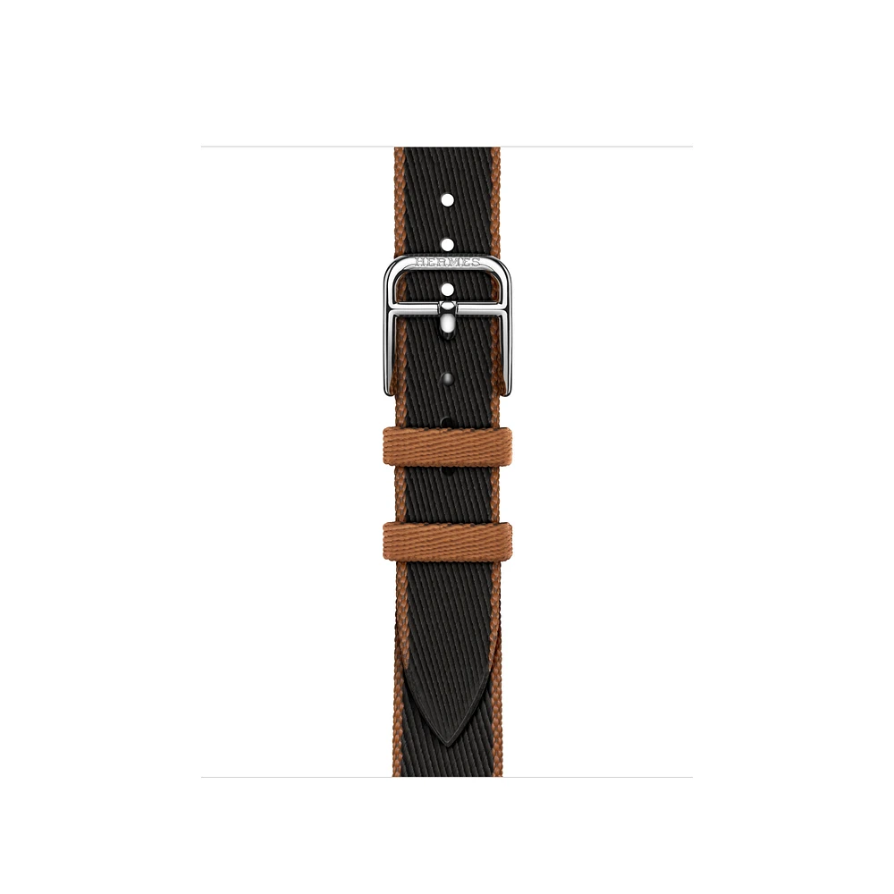 Apple Watch Hermès - 42mm Noir/Gold Twill Jump Attelage Single Tour