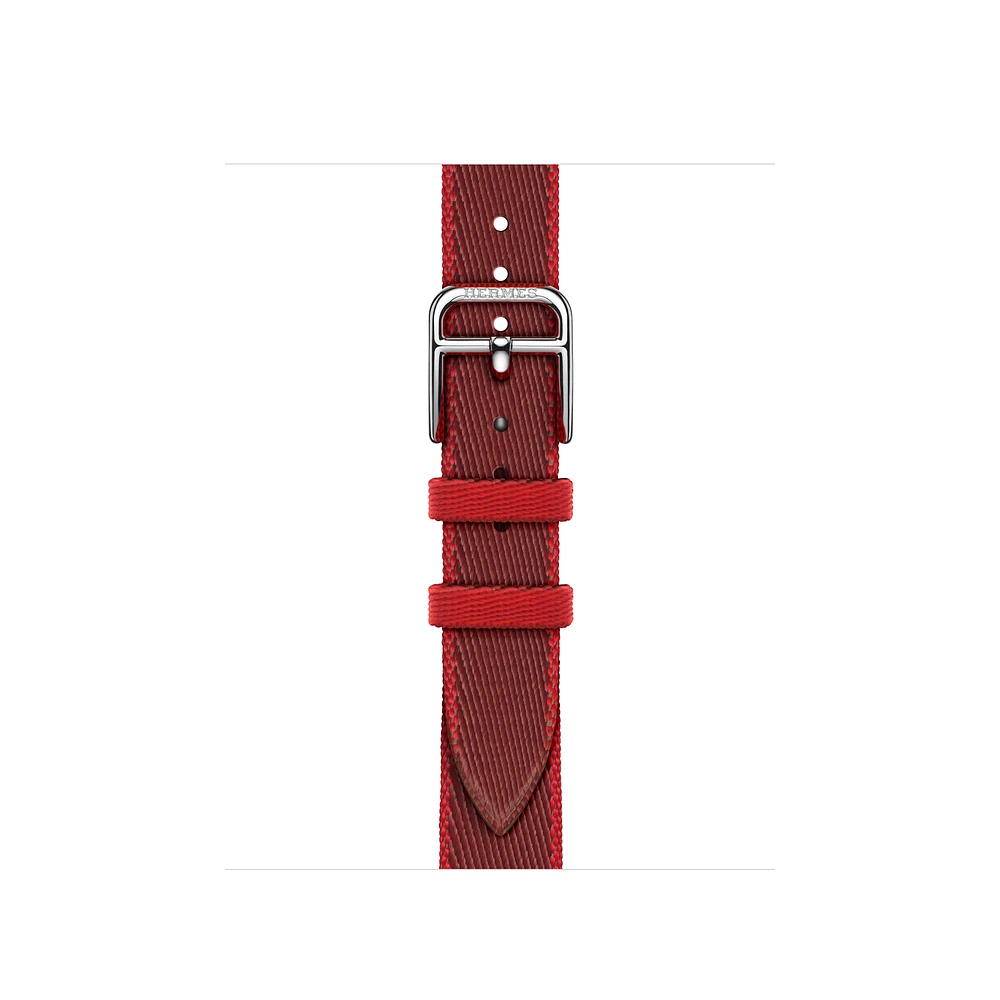 Apple Watch Hermès - 42mm Rouge Grenat/Vermillon Twill Jump Attelage Single Tour