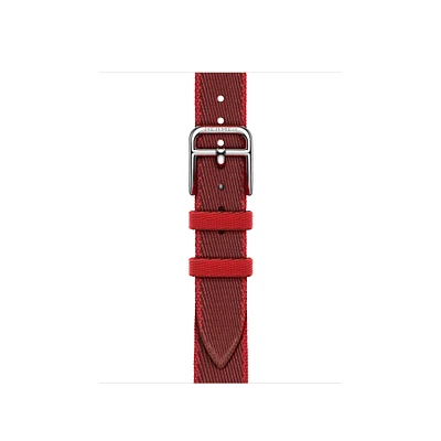 Apple Watch Hermès - 42mm Rouge Grenat/Vermillon Twill Jump Attelage Single Tour