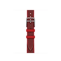 Apple Watch Hermès - 42mm Rouge Grenat/Vermillon Twill Jump Attelage Single Tour