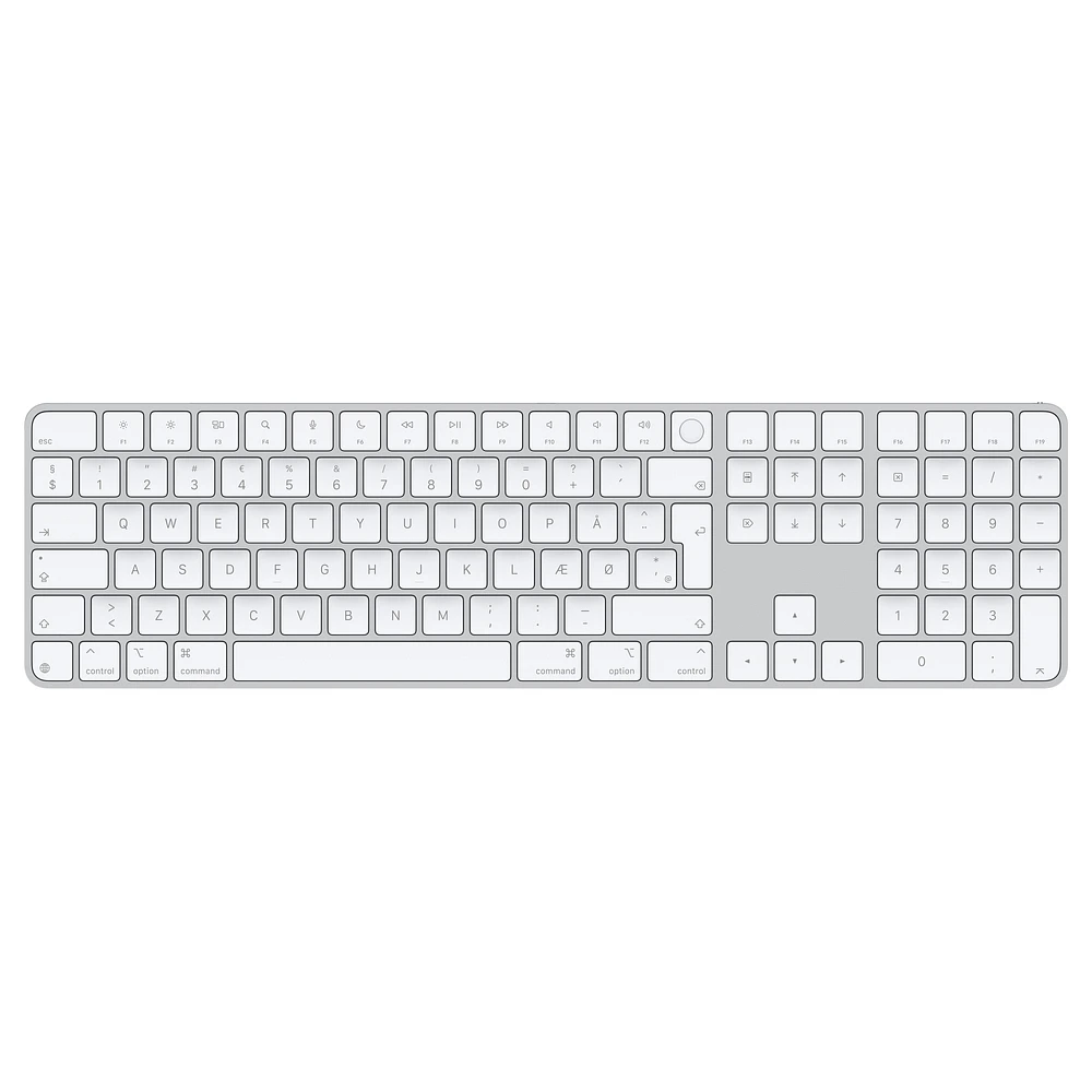 Magic Keyboard with Touch ID and Numeric Keypad for Mac models with Apple silicon (USB–C) - Danish - White Keys