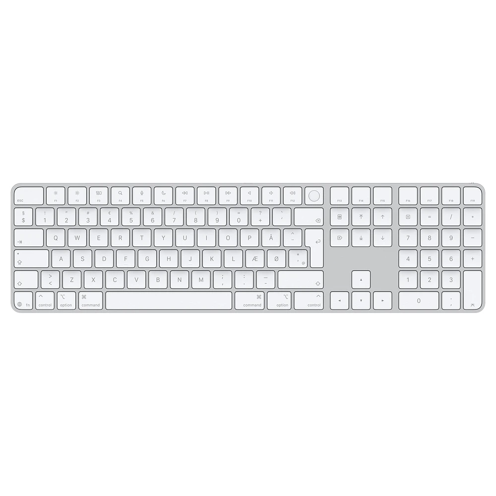 Magic Keyboard with Touch ID and Numeric Keypad for Mac models with Apple silicon (USB–C) - Danish - White Keys