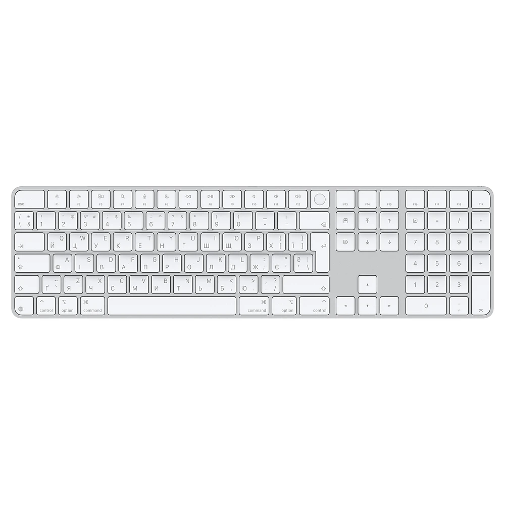 Magic Keyboard with Touch ID and Numeric Keypad for Mac models with Apple silicon (USB–C) - Ukrainian - White Keys