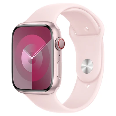 Buy Refurbished Apple Watch Series 9 GPS + Cellular, 45mm Pink Aluminum Case with M/L Light Pink Sport Band