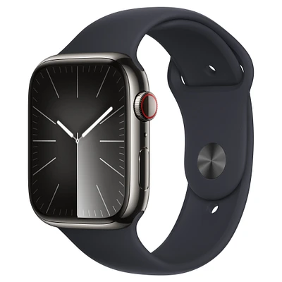 Buy Refurbished Apple Watch Series 9 GPS + Cellular, 45mm Graphite Stainless Steel Case with S/M Midnight Sport Band
