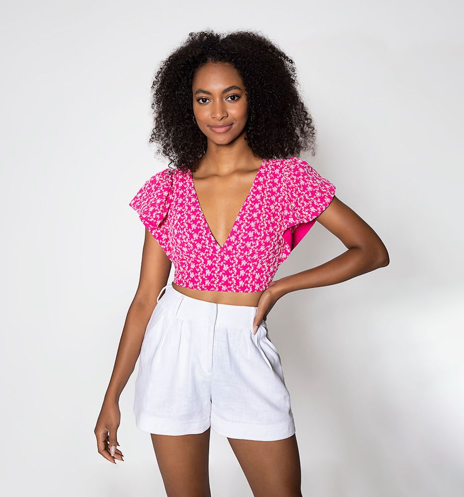 Blusa Crop Manga Bolero