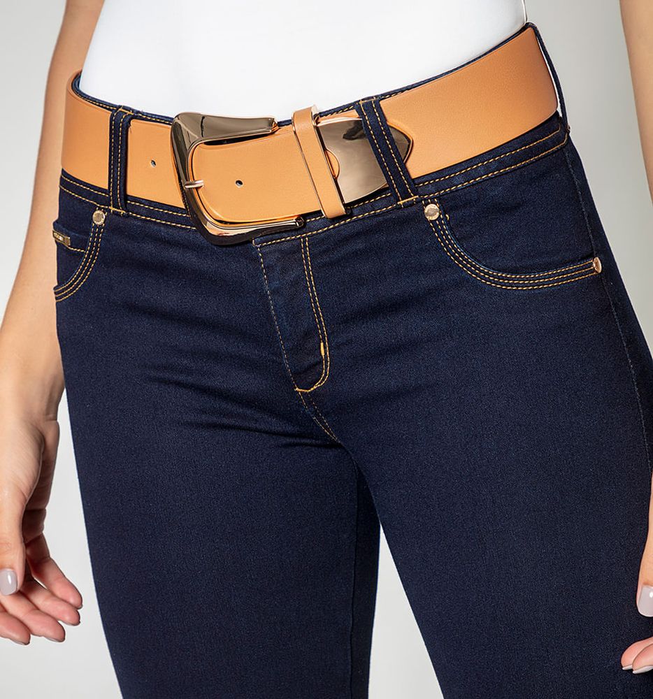 Jean Ultra Slim Tiro Medio Con Dos Boton