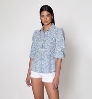 Blusa Camisera Con Manga Bombacha