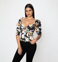 Blusa Manga 3/4 Con Escote Entorchado