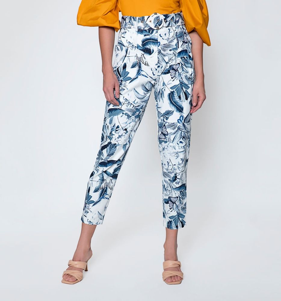 Pantalon Estampado Slouchy Con Hebilla