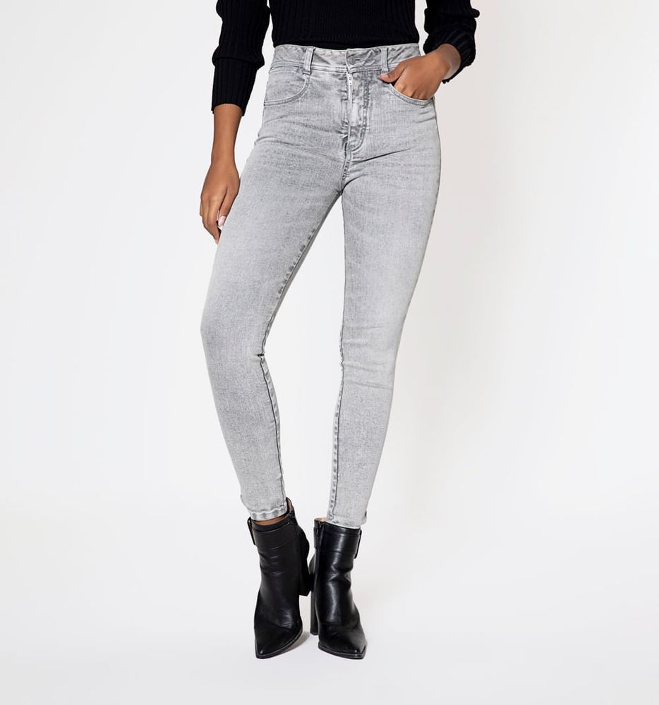 Jeggings Tiro Alto Tono Gris Claro