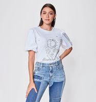 Camiseta Manga Bombacha Estampada