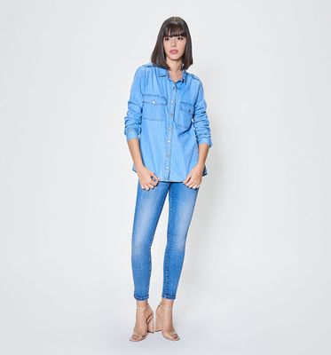 Blusa Camisera En Denim