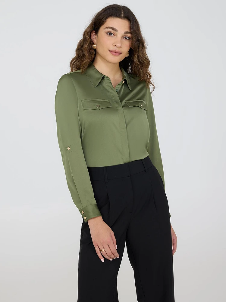 Satin Utility Blouse