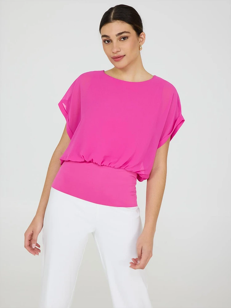 Dolman Sleeve Chiffon Top With Cami
