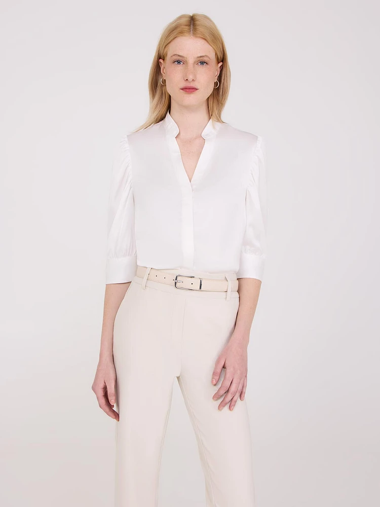 Blouse en satin à manches 3/4