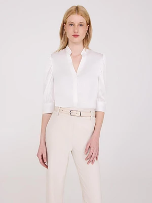 Blouse en satin à manches 3/4