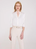 Blouse en satin à manches 3/4