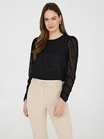 Puff Sleeve Textured Popover Blouse