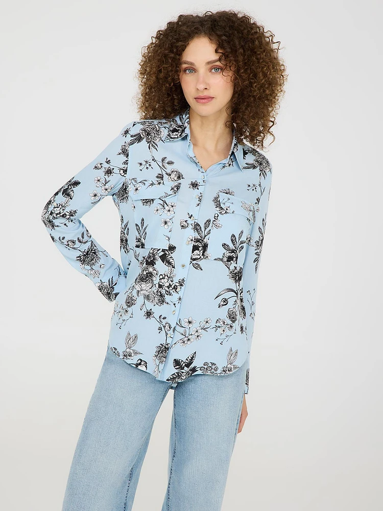 Blouse boutonnée à imprimé floral