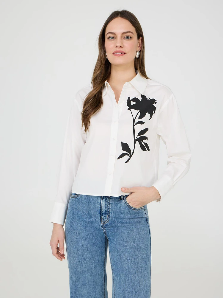 Floral Placement Poplin Blouse