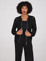 Lace Embroidered Bomber Jacket