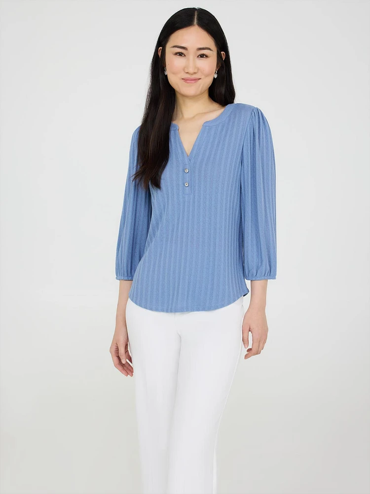 Pointelle V-Neck Top