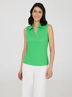 Sleeveless Half-Zip Polo Top