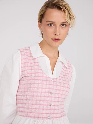 Veste à carreaux avec blouse 2 en 1