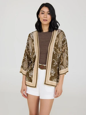 3/4 Sleeve Paisley Kimono