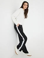 Contrast Side Band Wide-Leg Pants