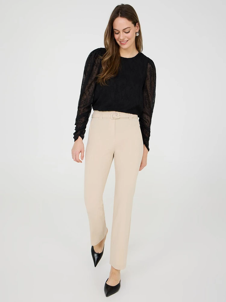 Pantalon en crêpe avec ceinture