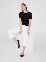Raw Edge Cropped Straight-Leg Jeans