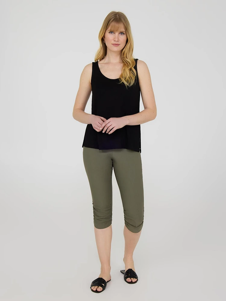 Pantalon capri avec fronces
