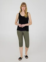 Pantalon capri avec fronces
