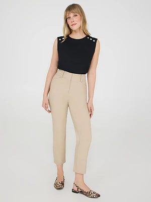 Pantalon capri à taille mi-haute