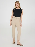 Pantalon capri à taille mi-haute