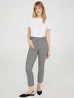 Gingham Print Mid-Rise Capri Pants