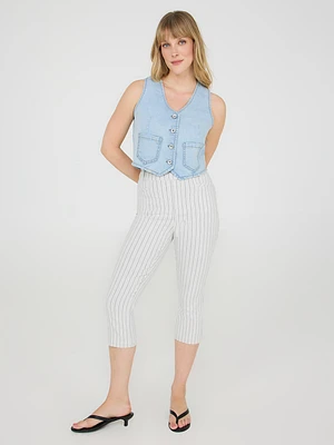 Striped Straight Leg Capri Pants