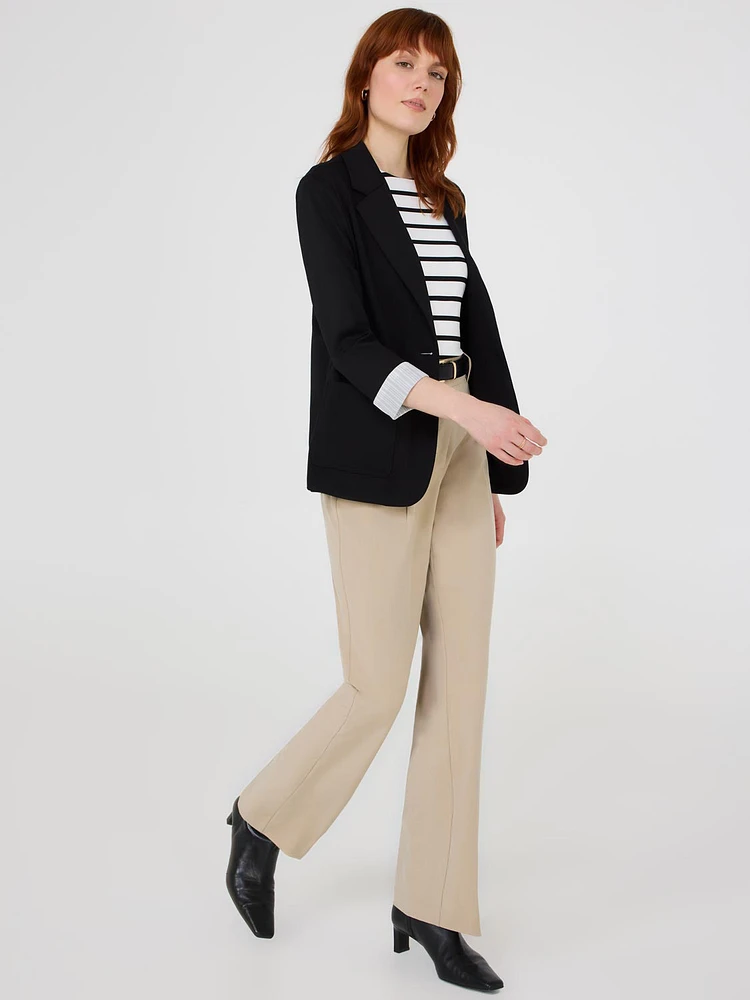 Striped Cuff Single-Breasted Blazer