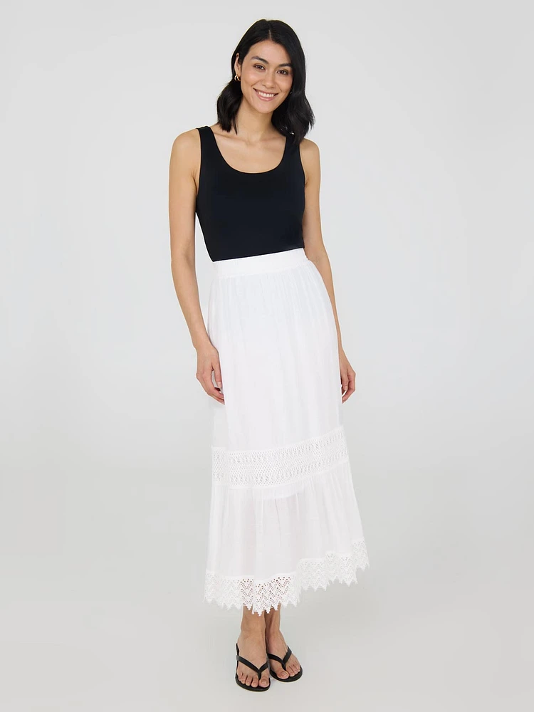 Lace Trim Maxi Skirt