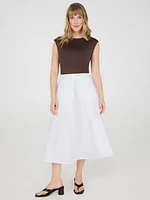 Jupe midi en popeline avec poches