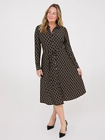 Geo Print Shirt Dress With Pockets