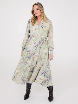 Robe longue à volants et imprimé floral