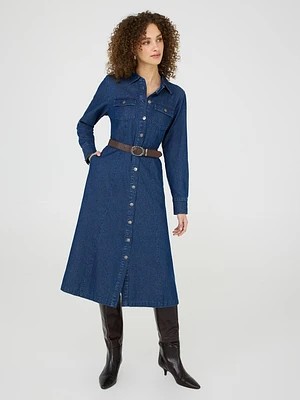 Denim Midi Shirt Dress