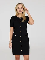 Short Sleeve Button-Front Dress