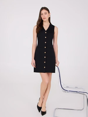 Satin Twill Sleeveless Blazer Dress