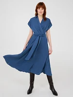 Collared Crossover Midi Dress